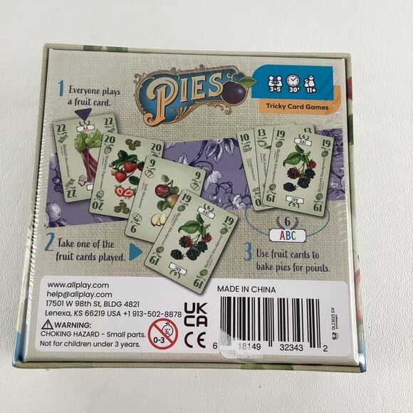 Pies Tricky Card Game Family Game Night Fun Fruit Bake Allplay New Sealed - Picture 2 of 6